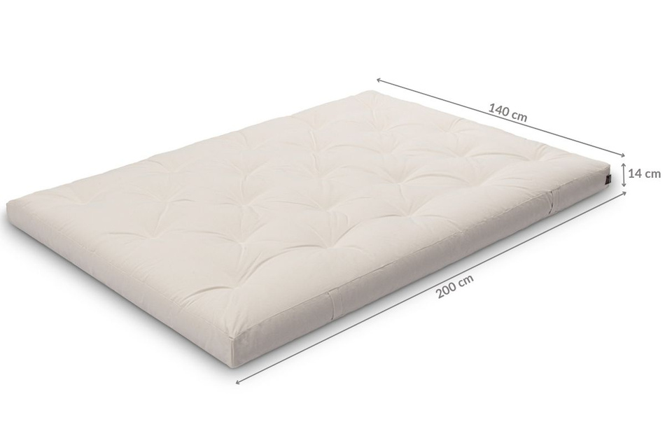 Materac 140x200 naturalny z lateksem - Futon Pascall Slim Duo Latex Khaki