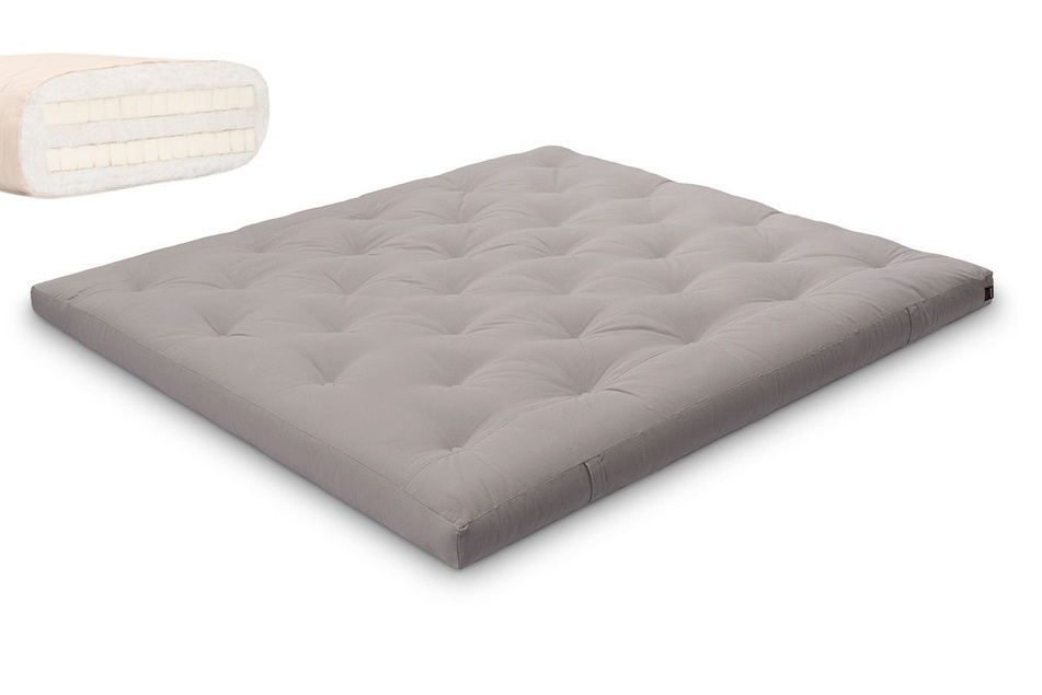 Materac 180x200 naturalny z lateksem - Futon Pascall Slim Duo Latex Szary