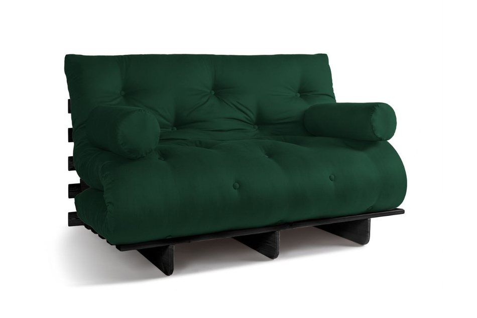 Sofa rozkładana 140x200 - Slim Exclusive Black - Pascall Futon Butelkowa Zieleń