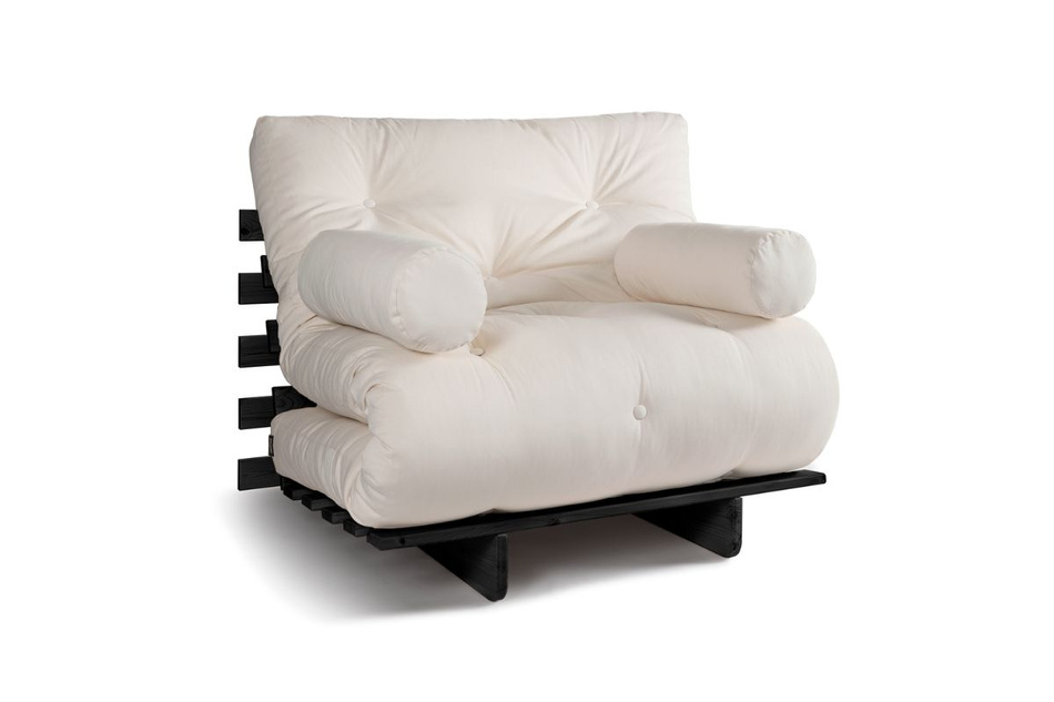 Sofa rozkładana 90x200 - Slim Exclusive Black - Pascall Futon Ecru