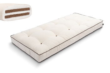 Materac 90x200 naturalny z kokosem - Futon Pascall Medium Duo Coco Kedro Ecru