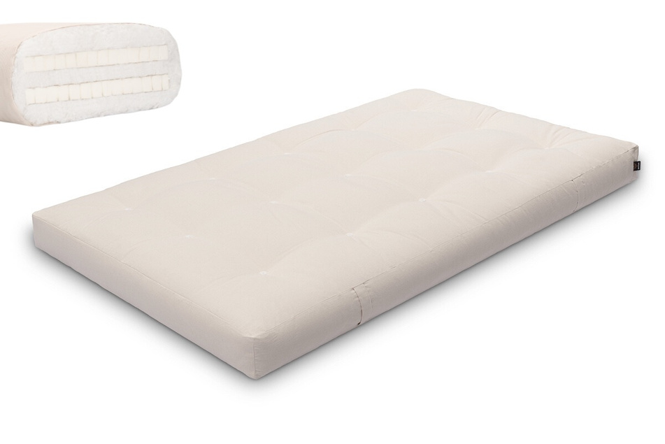 Materac 120x200 naturalny z lateksem - Futon Pascall Medium Duo Latex Ecru