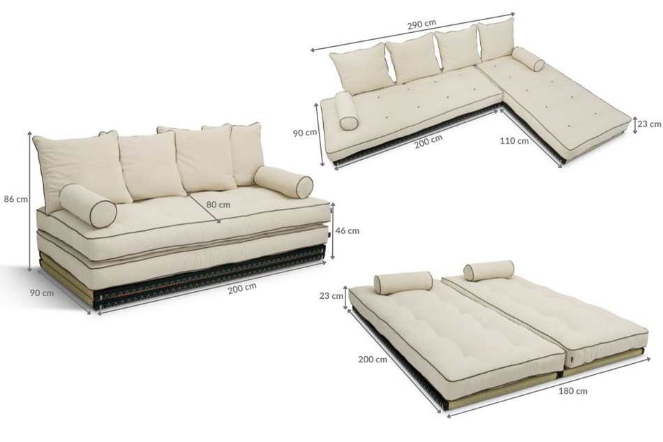 Narożnik Tatami Medium Coco Kedro 90x200 - Pascall Futon Len