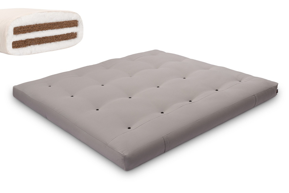 Materac 140x200 naturalny z kokosem - Futon Pascall Medium Duo Coco Szary