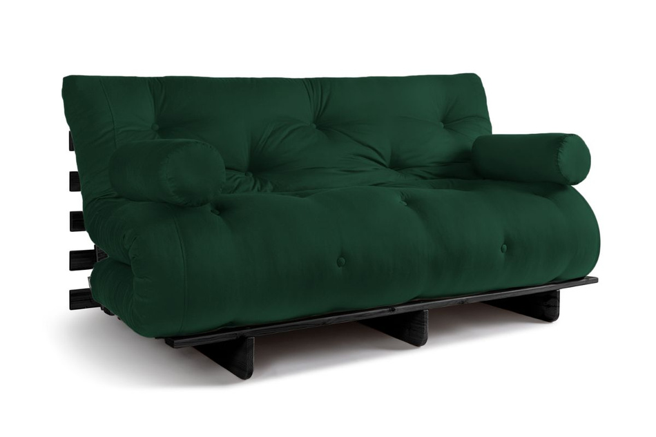 Sofa rozkładana 160x200 - Slim Basic Black - Pascall Futon Butelkowa Zieleń