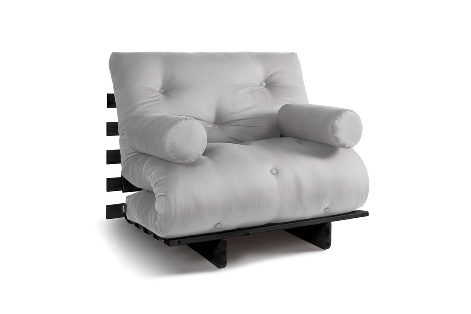 Sofa rozkładana 90x200 - Slim Exclusive Black - Pascall Futon Gołębi Popiel