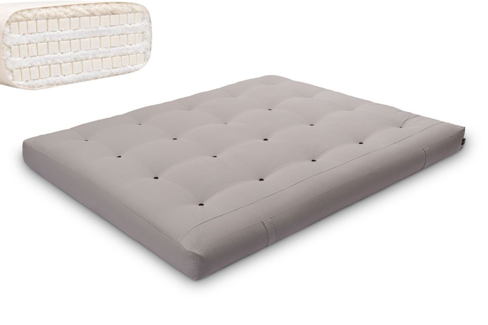 Materac 160x200 naturalny z lateksem - Futon Pascall Comfort Trio Latex Wool Szary