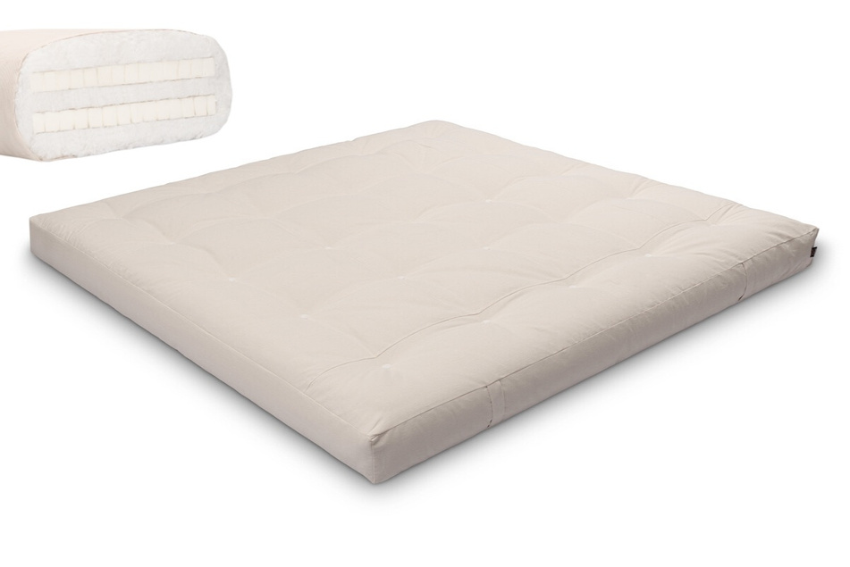 Materac 200x200 naturalny z lateksem - Futon Pascall Medium Duo Latex Ecru