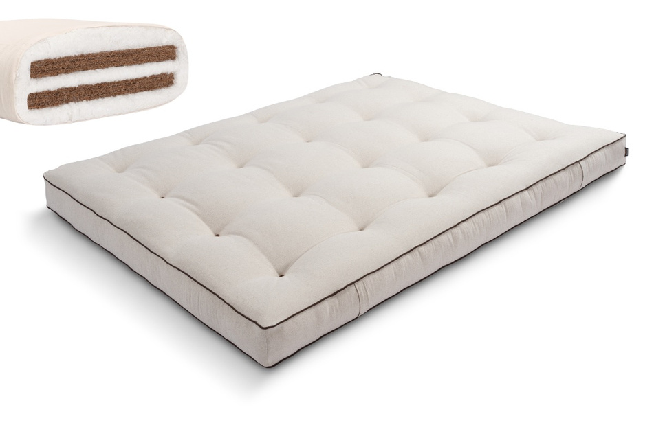 Materac 180x200 naturalny z kokosem - Futon Pascall Medium Duo Coco Kedro Len