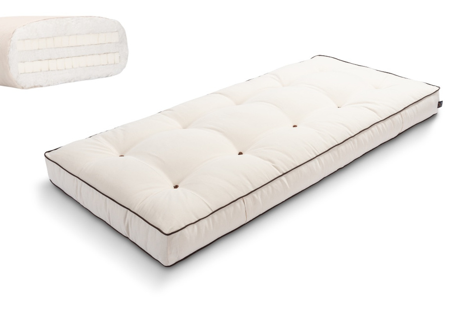 Materac 90x200 naturalny z lateksem - Futon Pascall Medium Duo Latex Kedro Ecru