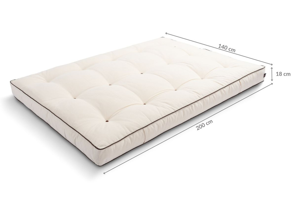 Materac 140x200 naturalny z lateksem - Futon Pascall Medium Duo Latex Kedro Ecru