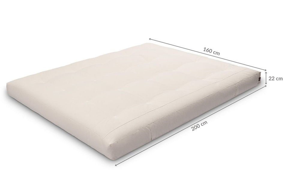Materac 160x200 naturalny z lateksem i 2x kokosem - Futon Pascall Comfort Relax Hard Ecru