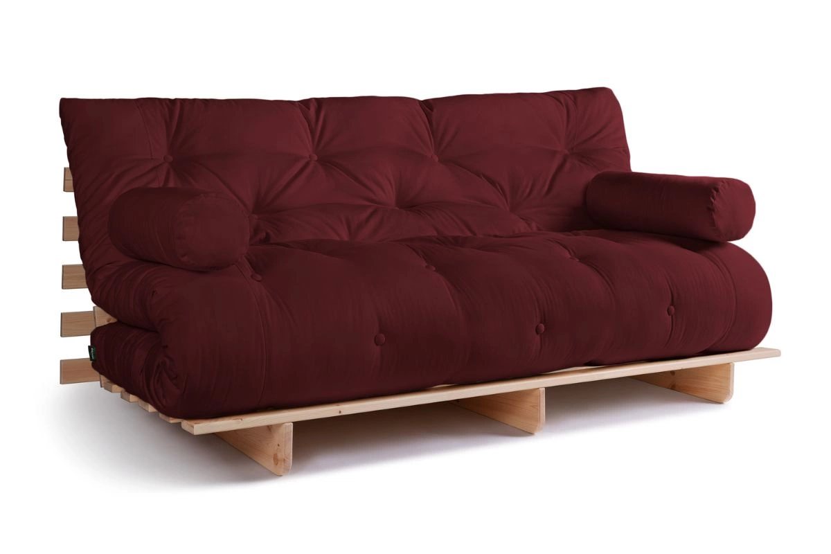 Basic Futon Sofa rozkładana 180x200 - Slim Basic Classic - Pascall Futon Bordowy