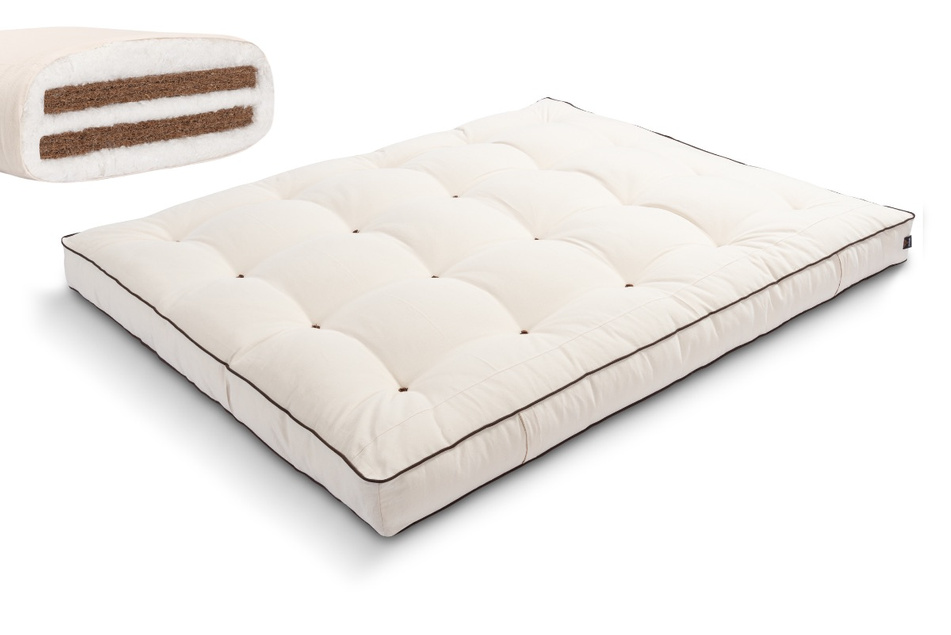 Materac 180x200 naturalny z kokosem - Futon Pascall Medium Duo Coco Kedro Ecru