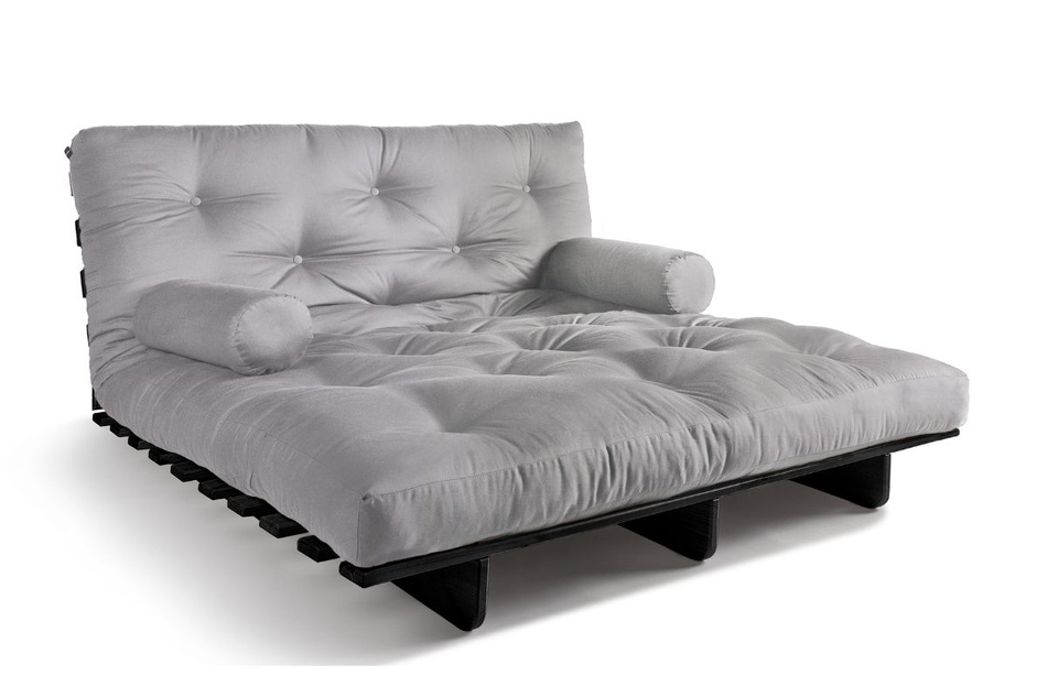 Sofa rozkładana 140x200 - Slim Comfort Black - Pascall Futon Gołębi Popiel