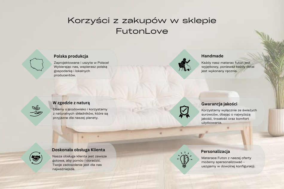 Sofa rozkładana 140x200 - Slim Basic Black - Pascall Futon Khaki