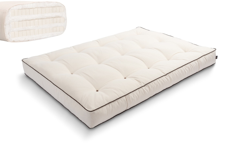 Materac 120x200 naturalny z lateksem - Futon Pascall Comfort Trio Latex Kedro Ecru