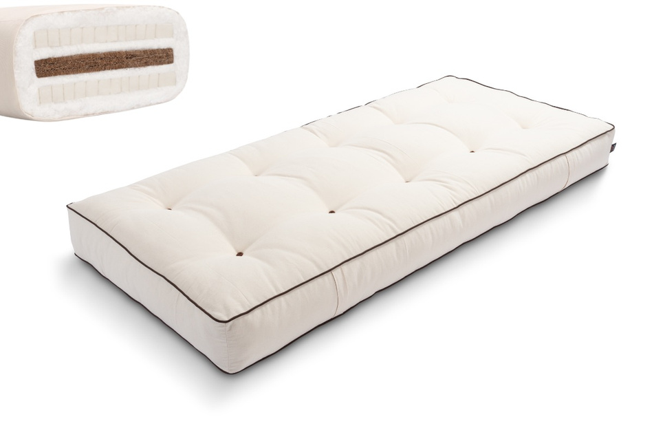 Materac 90x200 naturalny z kokosem i 2x lateks - Futon Pascall Comfort Relax Kedro Ecru