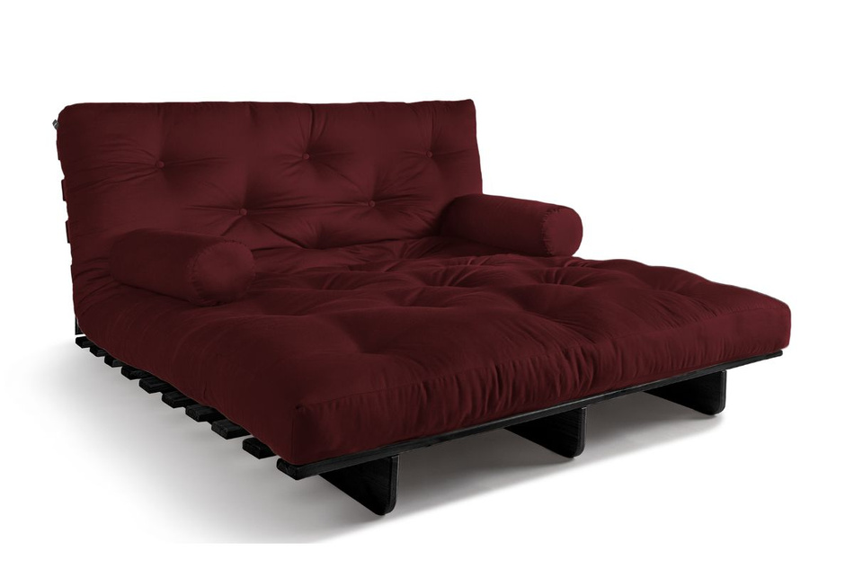 Sofa rozkładana 140x200 - Slim Exclusive Black - Pascall Futon Bordowy