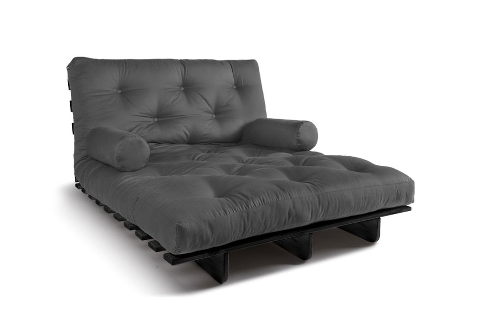 Sofa rozkładana 120x200 - Slim Exclusive Black - Pascall Futon Szary