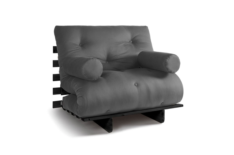 Sofa rozkładana 90x200 - Slim Comfort Black - Pascall Futon Szary