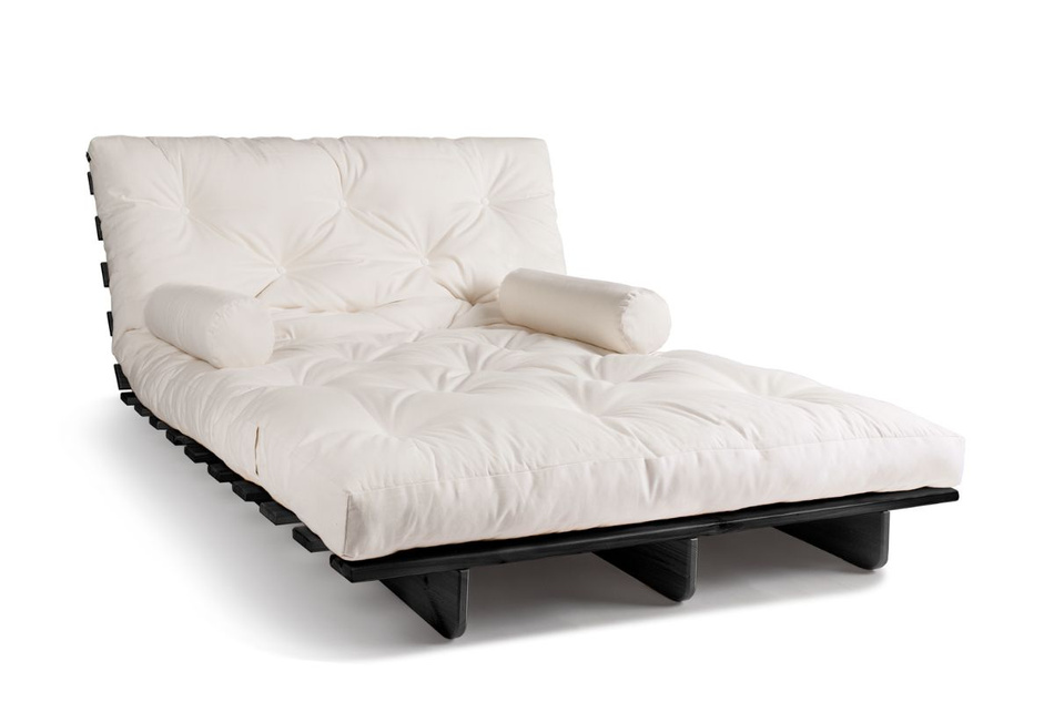 Sofa rozkładana 140x200 - Slim Exclusive Black - Pascall Futon Ecru