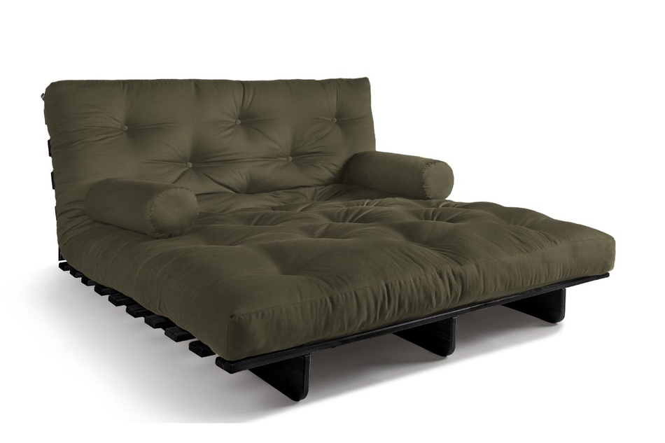 Sofa rozkładana 140x200 - Slim Exclusive Black - Pascall Futon Khaki