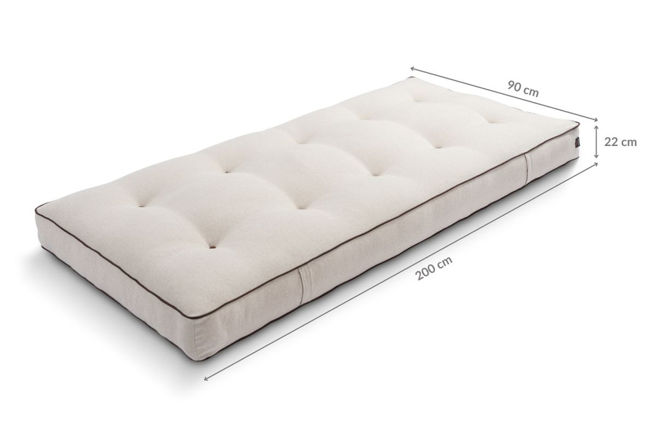 Materac 90x200 naturalny z lateksem - Futon Pascall Comfort Trio Latex Wool Kedro Len