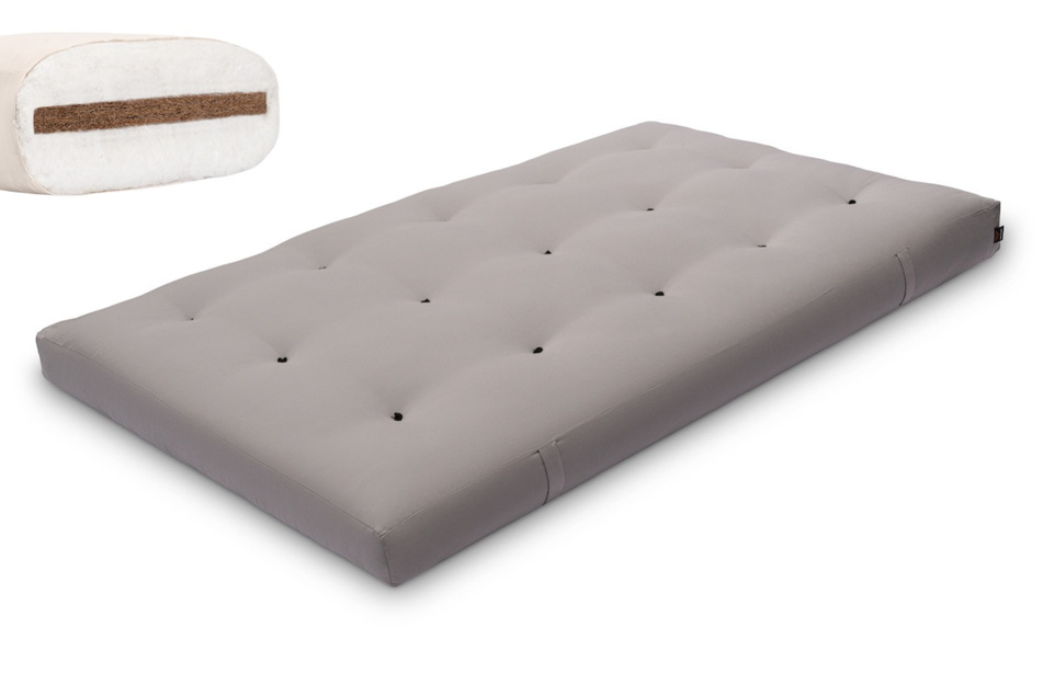 Futon Pascall Medium Coco - Materac 120x200 Szary - naturalny z kokosem