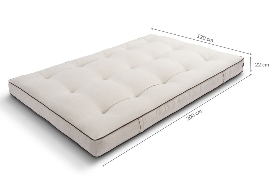 Materac 120x200 naturalny z wełną, kokosem i 2x lateks - Futon Pascall Comfort Wool Kedro Len