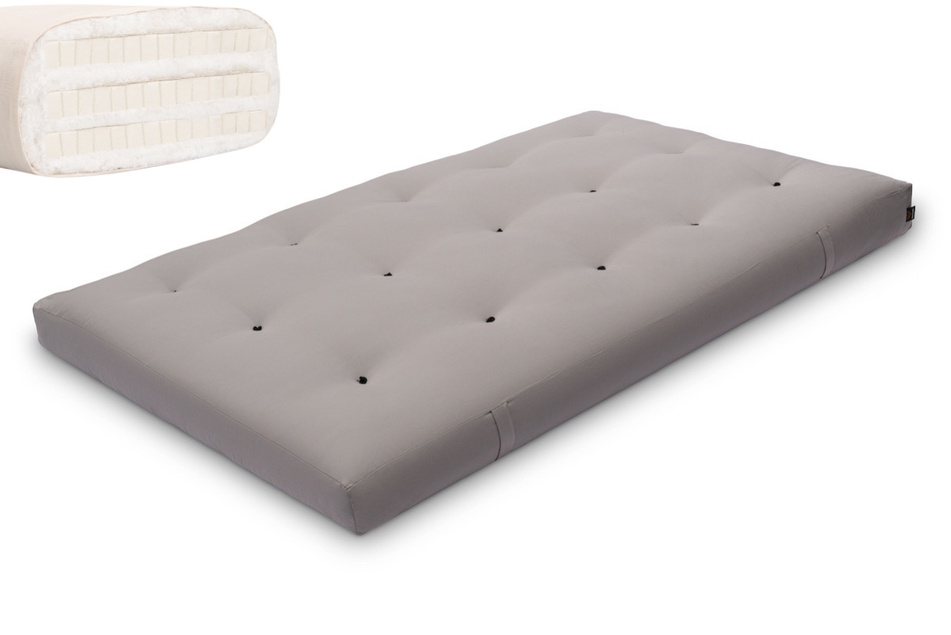 Materac 120x200 naturalny z lateksem - Futon Pascall Comfort Trio Latex Szary