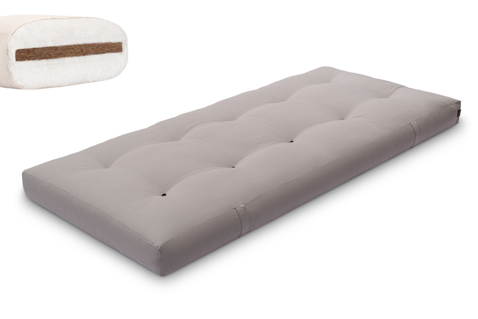 Futon Pascall Medium Coco - Materac 90x200 Szary - naturalny z kokosem