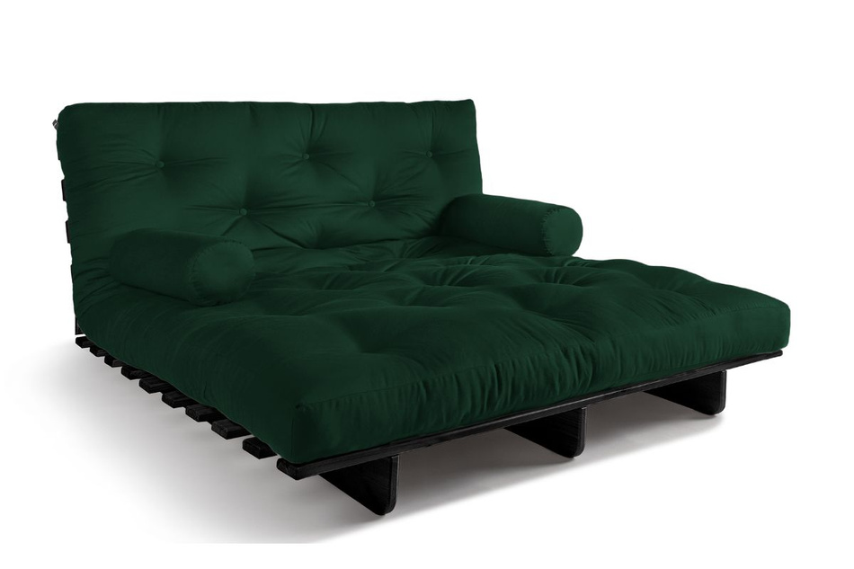 Sofa rozkładana 140x200 - Slim Comfort Black - Pascall Futon Butelkowa Zieleń