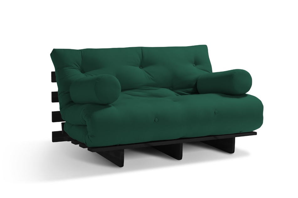 Sofa rozkładana 120x200 - Slim Basic Black - Pascall Futon Butelkowa Zieleń