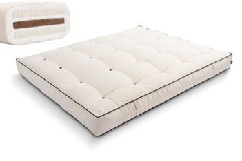 Materac 160x200 naturalny z kokosem i 2x lateks - Futon Pascall Comfort Relax Kedro Ecru