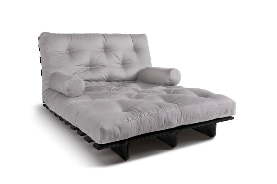 Sofa rozkładana 120x200 - Slim Comfort Black - Pascall Futon Gołębi Popiel