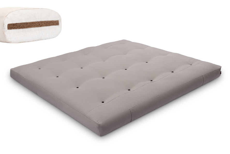 Futon Pascall Medium Coco - Materac 180x200 Szary - naturalny z kokosem