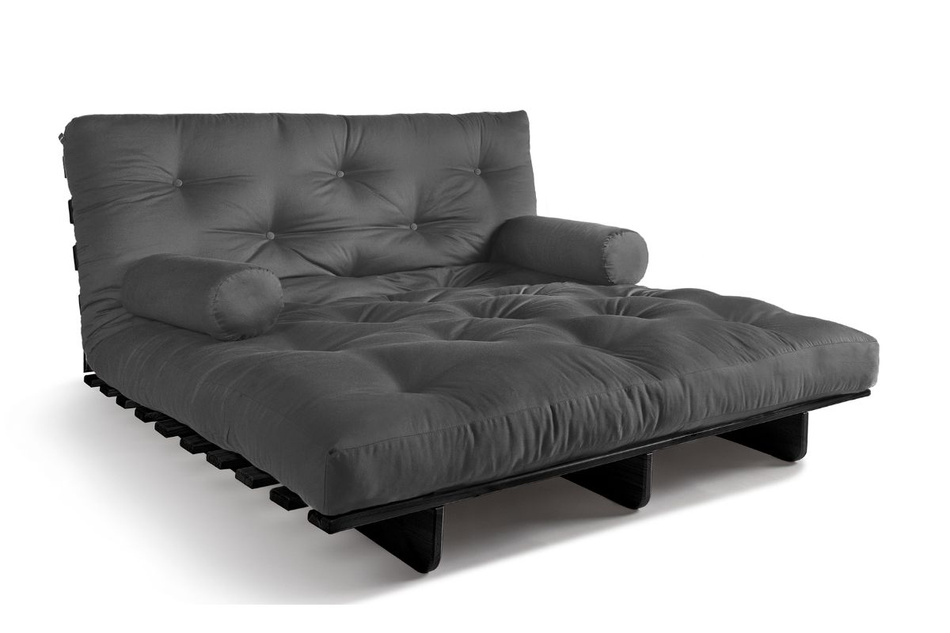 Sofa rozkładana 140x200 - Slim Exclusive Black - Pascall Futon Szary