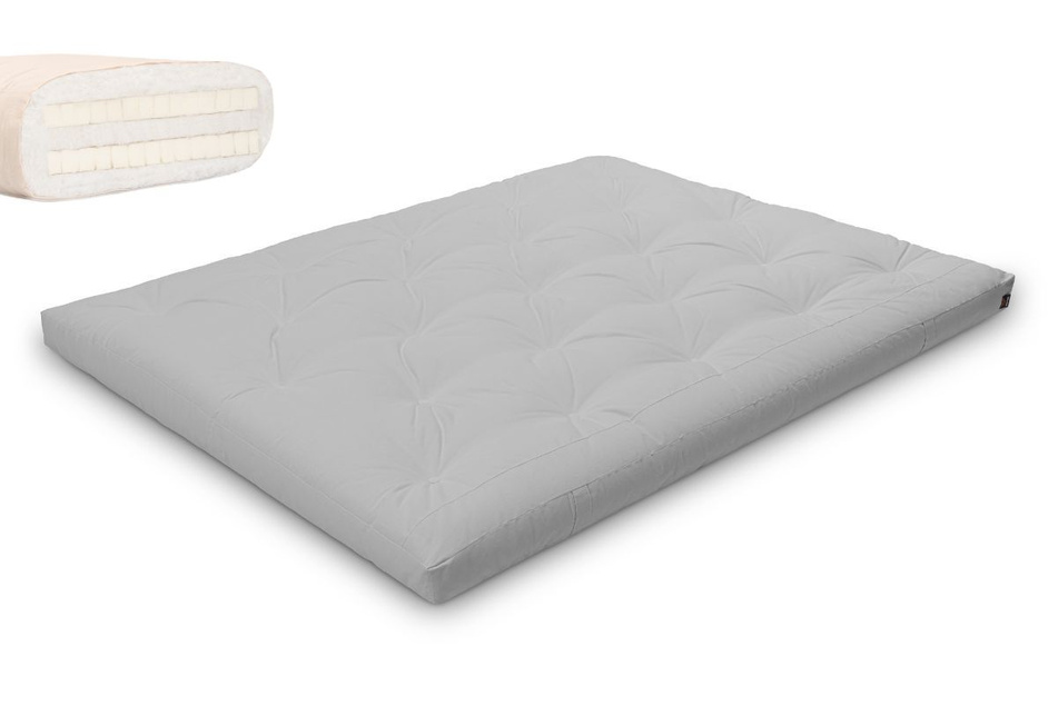 Materac 160x200 naturalny z lateksem - Futon Pascall Slim Duo Latex Gołębi Popiel