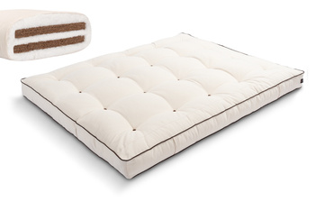 Materac 200x200 naturalny z kokosem - Futon Pascall Medium Duo Coco Kedro Ecru