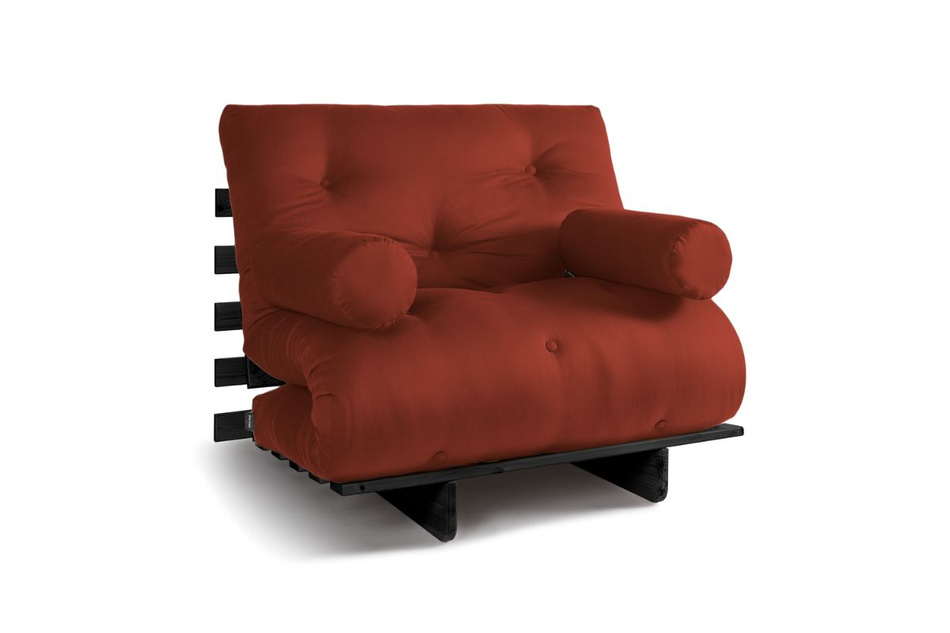 Sofa rozkładana 90x200 - Slim Comfort Black - Pascall Futon Ceglany