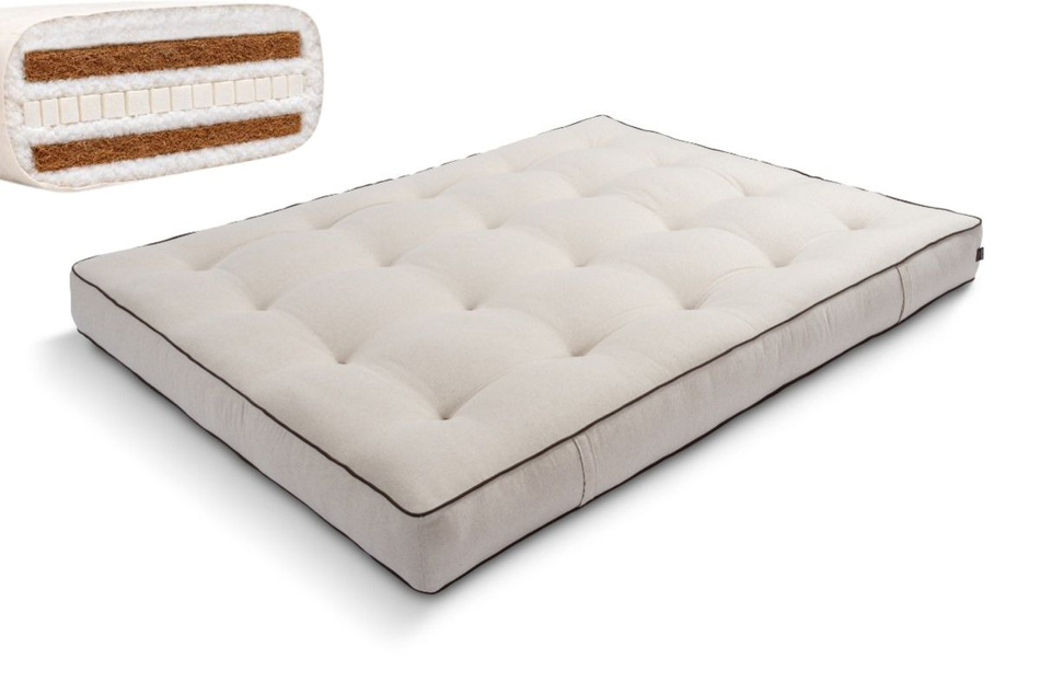 Materac 180x200 naturalny z lateksem i 2x kokosem - Futon Pascall Comfort Relax Hard Kedro Len