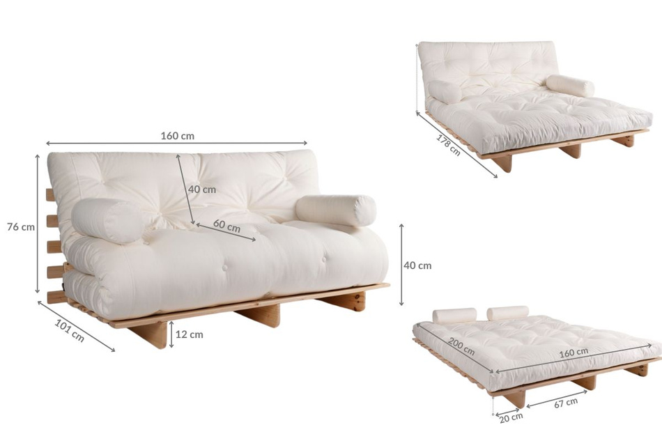 Sofa rozkładana 160x200 - Slim Exclusive Black - Pascall Futon Brązowy