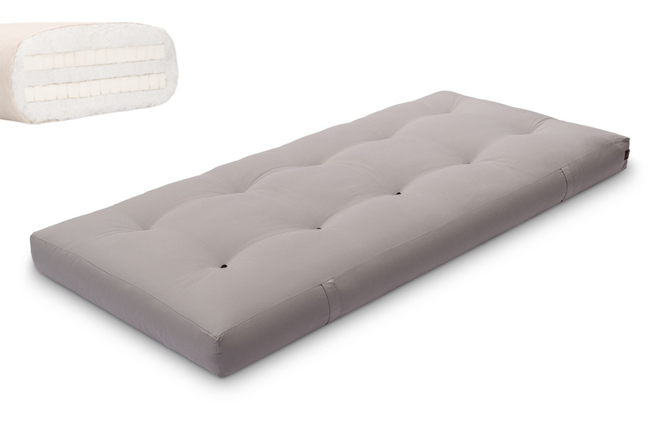 Futon Pascall Medium Duo Latex - Materac 90x200 Szary - naturalny z lateksem