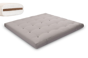 Futon Pascall Medium Coco - Materac 200x200 Szary - naturalny z kokosem