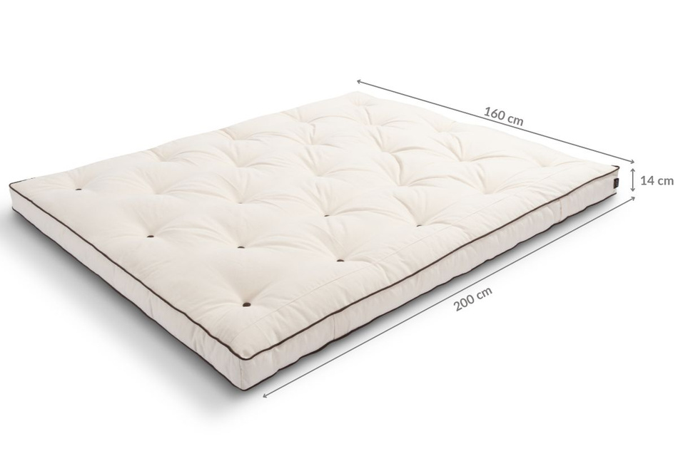 Materac 160x200 naturalny - Futon Pascall Slim Natural Kedro Ecru