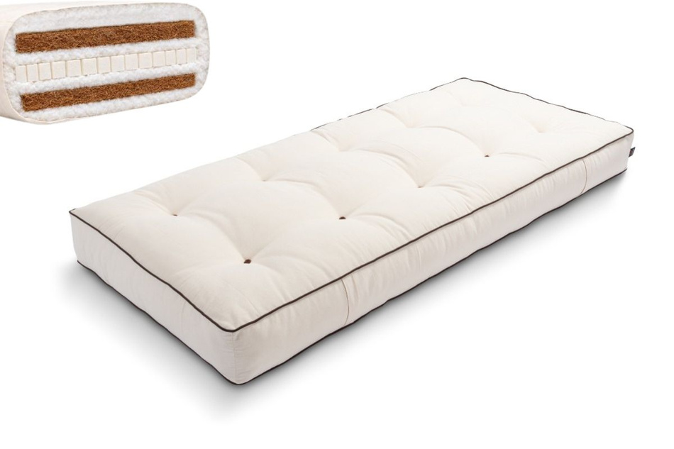 Materac 90x200 naturalny z lateksem i 2x kokosem - Futon Pascall Comfort Relax Hard Kedro Ecru