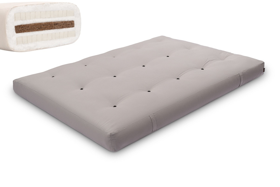 Materac 140x200 naturalny z kokosem i 2x lateks - Futon Pascall Comfort Relax Szary