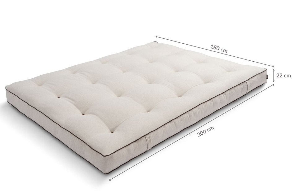Materac 180x200 naturalny z lateksem i 2x kokosem - Futon Pascall Comfort Relax Hard Kedro Len