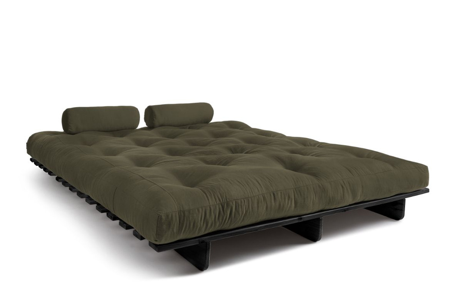 Sofa rozkładana 160x200 - Slim Comfort Black - Pascall Futon Khaki